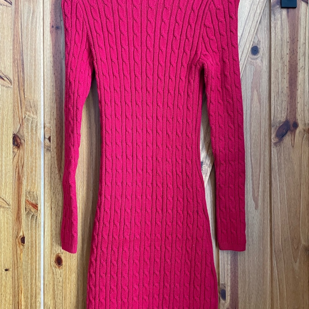 Hollister Vibrant Red Long Sleeve Sweater Dress